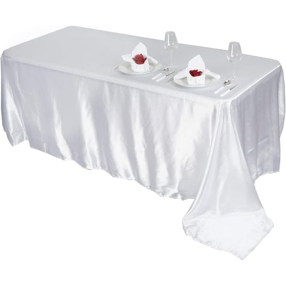 90x156 inch White Rectangle Tablecloth Table Cover Linens for Wedding Table Cloth Party Reception Events Kitchen Dining