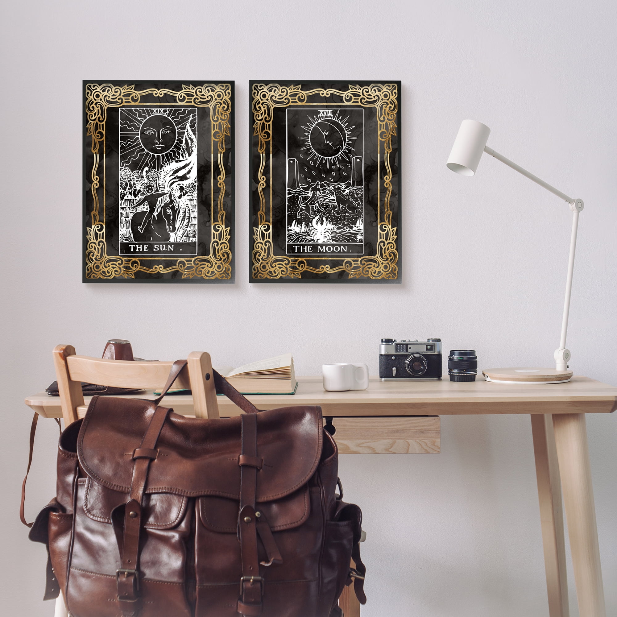 Stupell Industries Ornate Tarot Sun & Moon Animals & Insects Painting Black Framed Art Print Wall Art, 16 x 20