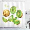 thumbnail image 1 of Fruit Shower Curtain, Whole and Sliced Kiwis Watercolor Tropical Food Exotic Vegan Options, Fabric Bathroom Set with Hooks, 69W X 70L Inches, Apple Green and Pale Brown, by Ambesonne, 1 of 3