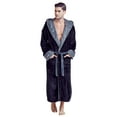 thumbnail image 4 of TOWELNROBE - Men’s Hooded Shower Robe - Polyester Full-Length Warm Kimono - Luxury & Comfort(BLK-Small-Medium), 4 of 6