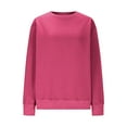 thumbnail image 4 of QATAINLAV Workout Tops for Women with Thumb Holes Casual Long Sleeve Sweatshirt Solid Color Crew Neck Loose Pullover Tunic T-Shirts, Hot Pink, S,, 4 of 10