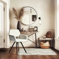 thumbnail image 1 of Homy Casa Set of 2 Vanity Chairs with Armrests, Swivel Seat and Faux Leather Upholstery, Modern Metal Legs, Beige Fabric, 1 of 9