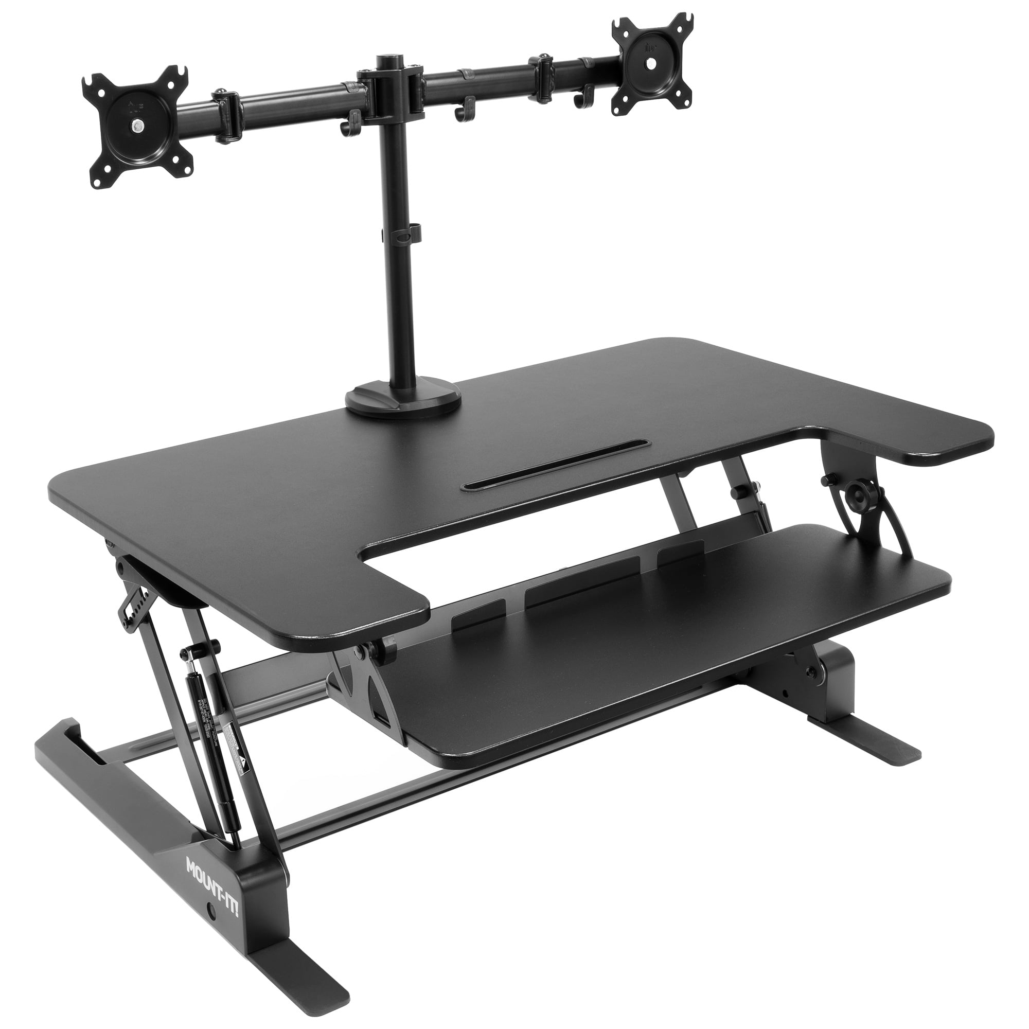 Mount-It! Standing Desk Converter with Dual Monitor Mount, 36 inch Platform, Fits Up To 32" Monitors
