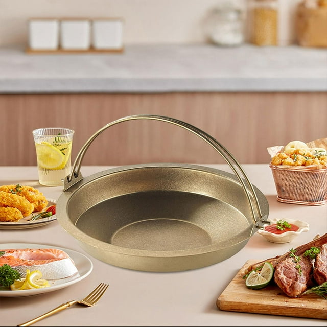 Elodie Casserole Suspendue Casserole de Camping avec Poignée Extérieur Intérieur Casserole Sukiyaki Nabe 22 cm Or