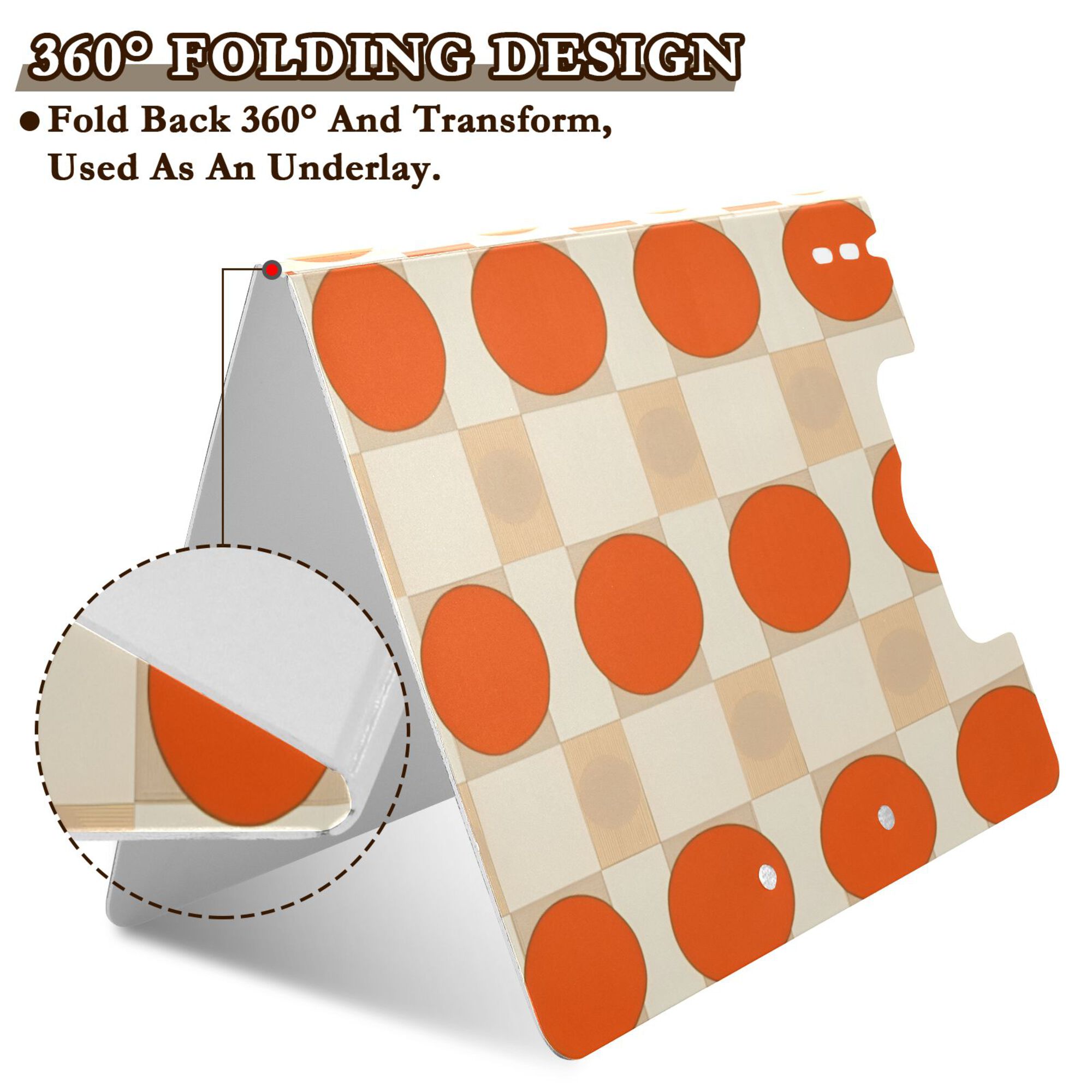 FORMRS A4 Clipboard Folder with Pen Holder Horizontal Foldable School Office Binder, Orange Geometric Circles