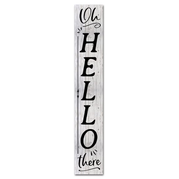 Rustic Farmhouse Vertical Oh Hello There Porch Signs Hanging Wood Hello Sign For Front Door Home Decor Wall Sign Decor for Front Farmhouse Porch Yard Wall Decor Wood Sign 6x16 Inch