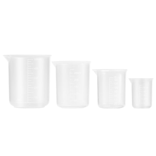 BRIGHTFUFU Vasos graduados plásticos 4pcs 50ml / 150ml / 250ml / 500ml (transparentes)