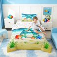 thumbnail image 3 of Manfei Cartoon Initial A Beach Seashell Starfish Twin Comforter Sets for Kids Boys and Girls, Nautical Alphabet Print Bedding Set, Stars Reversible 2-Piece, 1 Comforter and 1 Pillowcase, 3 of 6