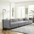 thumbnail image 2 of Modular Sofa Couch, Black Grey Gray, Fabric, French Living Lounge Cafe Lobby Hospitality Restaurant, Modern Contemporary HB34027, 2 of 14