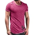thumbnail image 2 of Honeeladyy Men's Fashion Retro Casual Solid Color Short Sleeve T Shirt Shirt tops for men, 2 of 3