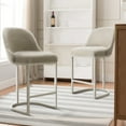 thumbnail image 4 of Leick Home Barrelback Counter Stool with Oatmeal Seat and Pewter Metal Base, Set of 4, 4 of 17