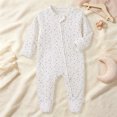 thumbnail image 2 of Nwiuh Girls' Organic Cotton, Sleep and Play Footed Pajamas | Easy Zip Front Pjs Feature 2-Way Zipper to Ensure Newborns Have Restful Nights Sleep (White, 9-12 Months), 2 of 4