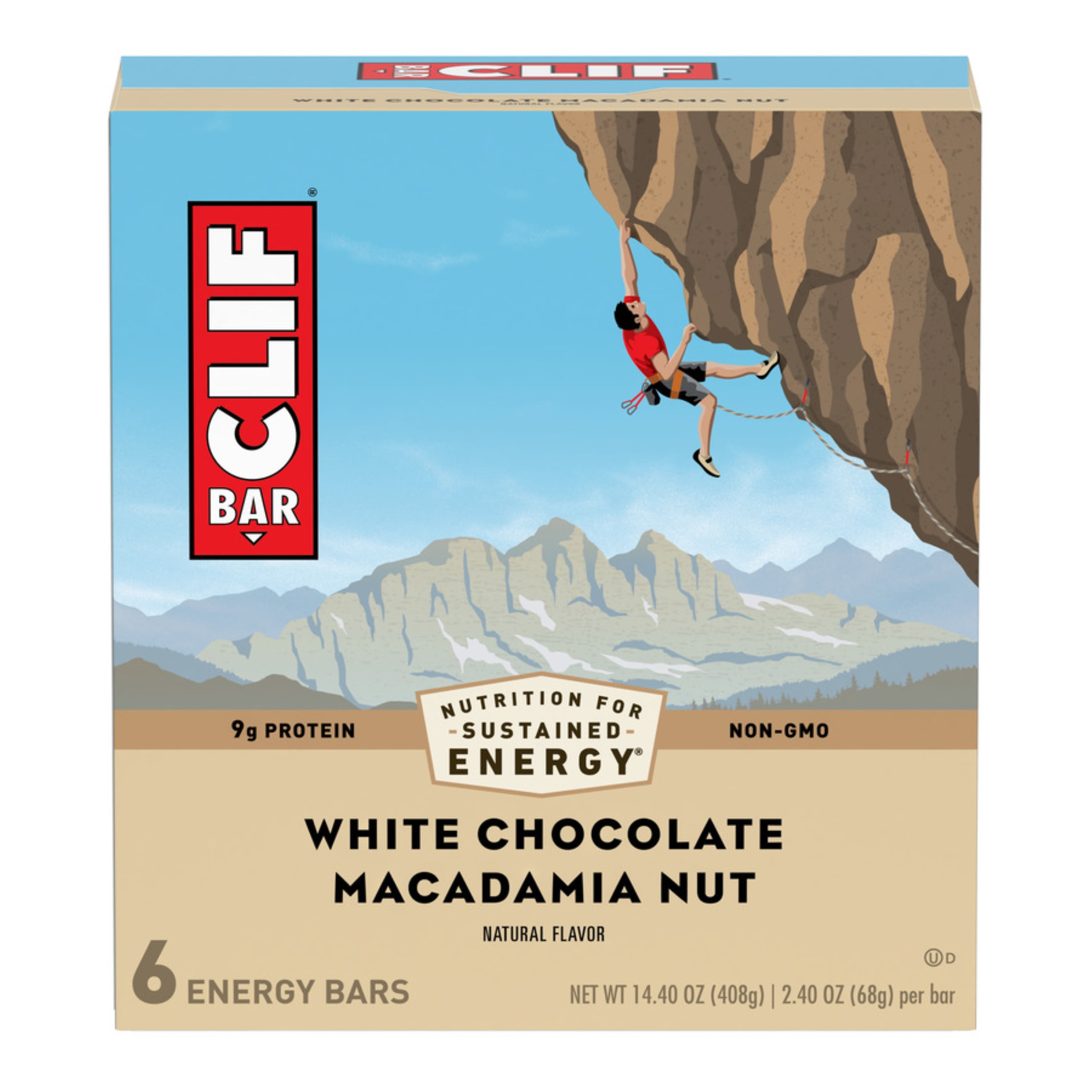 CLIF BAR Energy Bars, White Chocolate Macadamia Nut, 9g Protein Bar, 6 Ct, 2.4 oz