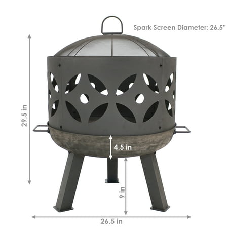 Sunnydaze Retro Fire Pit Bowl Pot, 29 Inch Fire Pit Bowl