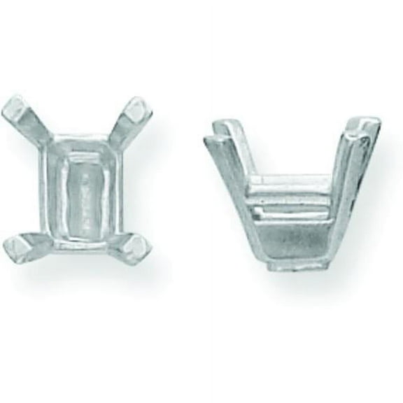 14K White Gold 4 Prongs Emerald Cut Center Head Setting (2.50X3.50 To 13.00X16.00Mm)