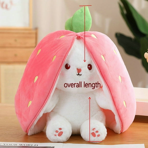35-60cm Giant Size Lovely Rabbit Turn to Caot Strawberry Dolls Doll Fruit Transfigured Bunny Plush Toy Stuffed