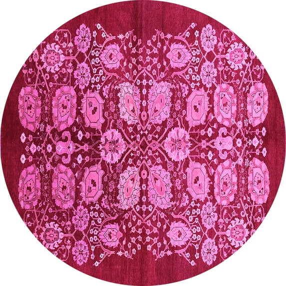 Ahgly Company Indoor Round Oriental Pink Industrial Area Rugs, 5' Round