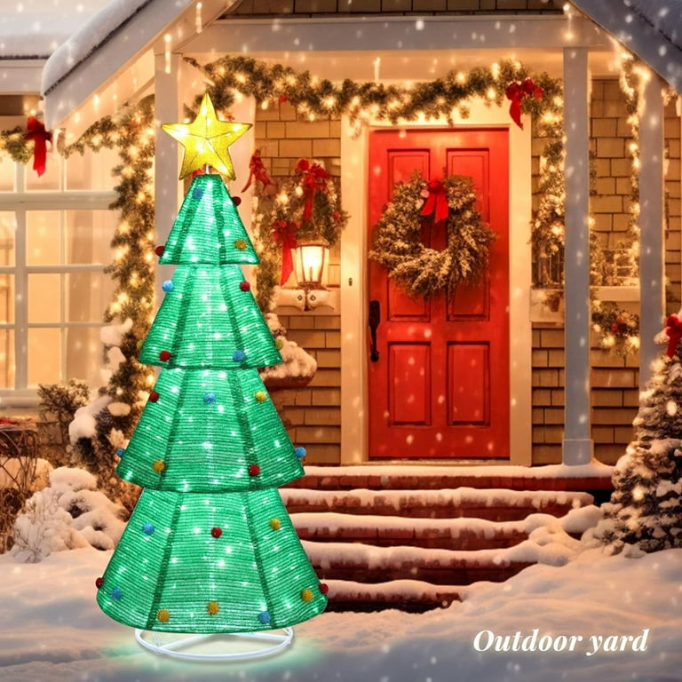VINGLI 6ft Lighted Collapsible Christmas Tree Pre lit Pop up Xmas