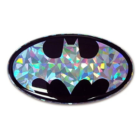 Reflective Auto Decals - Batman Silver Oval Reflective 3D Decal Domed Auto Sticker Emblem