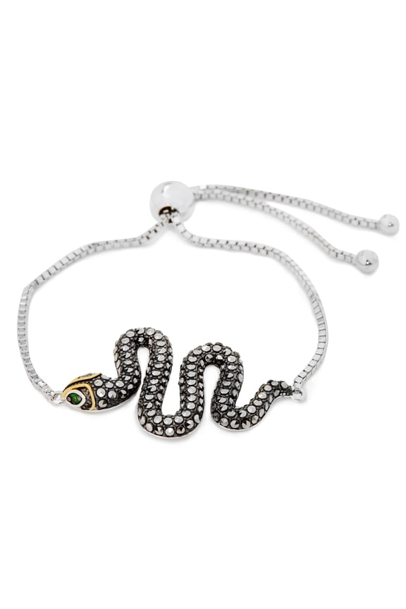 14K gold & sterling silver With Chrome Diopside, Marcasite Bracelet