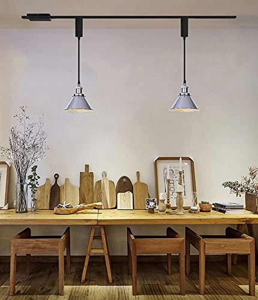KAYYELAMP Plug in Cable Track Rail with Adjustable Cord Silver Track Lighting Fixture E26 Base H-Type Modern Design for Kitchen Loft(No Bulb)
