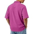 thumbnail image 4 of Men's Short Sleeve Polo Shirt with Chest Pocket, Solid Color Collared Button Up Casual Top, Lightweight Breathable Summer T-Shirt for Work Golf Outdoor Daily Wear 20-Purple L, 4 of 5