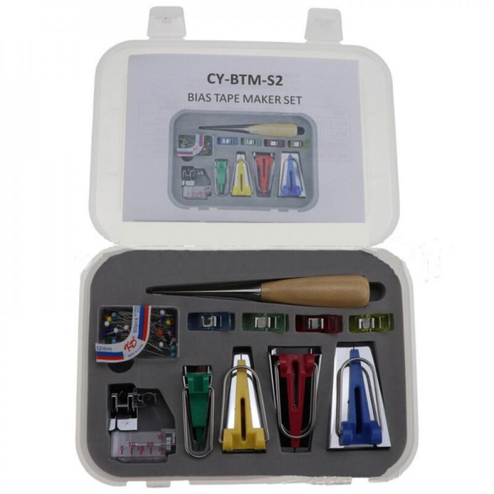50% Off! Practical Bias Tape Maker Set for Sewing/Quilting,Fabric Bias Tape Makers Kit with Sewing Awl, Bead Needles,Adjustable Binder Clip,Wooden Awl