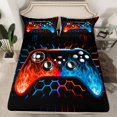 thumbnail image 2 of Castle Fairy Boys Gamepads 3pcs Twin Sheet Sets,Geometric Honeycomb Twin Fitted Sheet,Gradient Stripes Breathable Flat Sheet,Breathable Hexagon Home Decor, 2 of 7