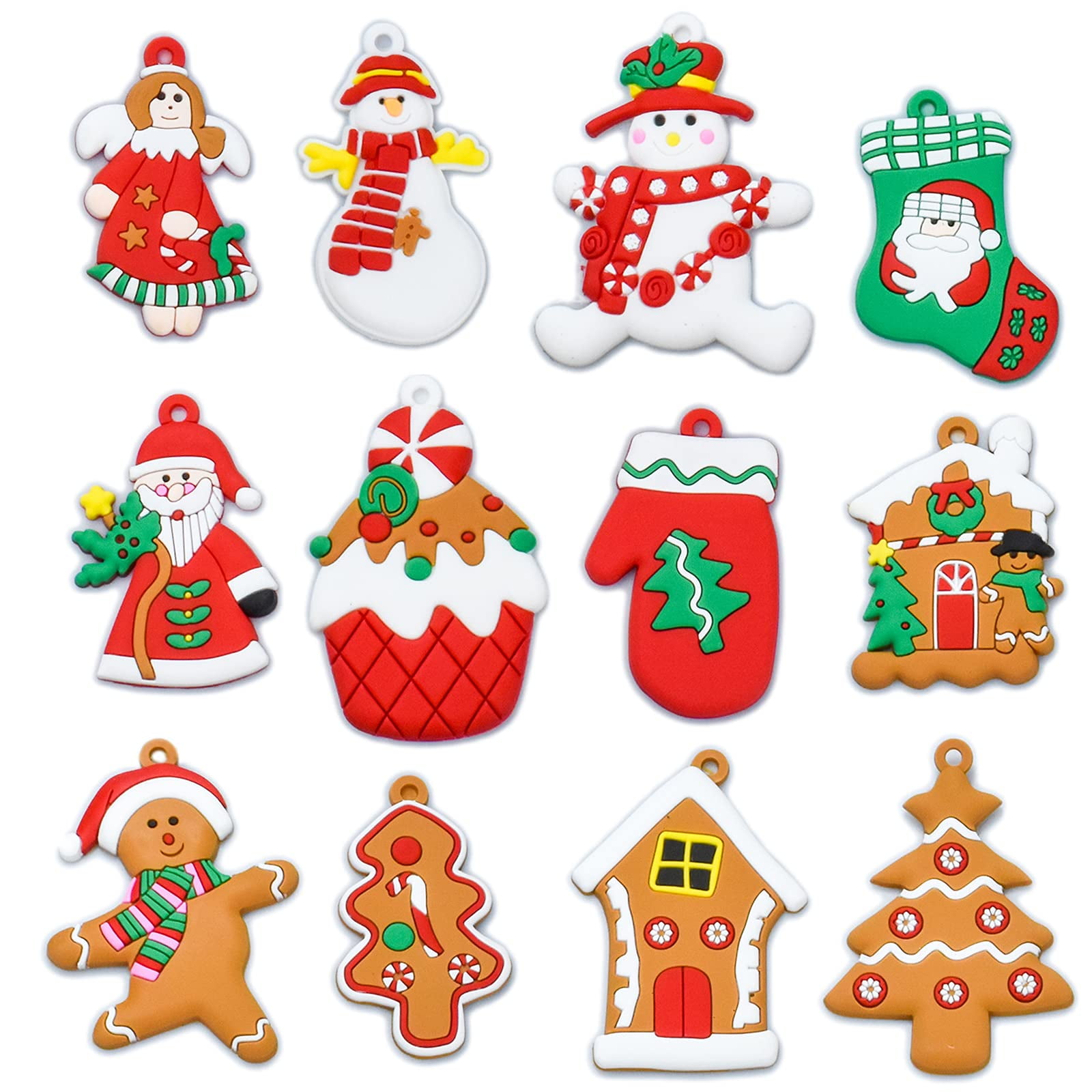 12 Pieces Christmas Cute Gingerbread Man Clay Figurine Ornaments