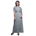 thumbnail image 1 of Bimba Rayon Leaves & Anemone Floral Smocked Waist Printed Gown Maxi Side Slit LadiesÂ&nbsp;Dress-XXX-Large, 1 of 6