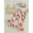 thumbnail image 4 of Bagilaanoe 3pcs Newborn Baby Girl Long Pants Set Sleeveless Cami Tops + Floral Print Flare Trousers + Headband 6M 12M 18M 24M Infant Casual Outfits, 4 of 8