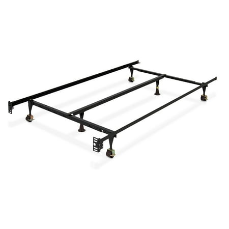 Best Choice Products Folding Adjustable Portable Metal Bed Frame for Twin, Full, Queen Sized Mattresses and Headboards with Center Support, Locking Wheel Rollers, (Best Queen Size Bed Frame)