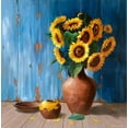 thumbnail image 2 of v.d. Valk, Karin 15x15 Gold Ornate Wood Framed with Double Matting Museum Art Print Titled - AGED WOOD AND SUNFLOWERS, 2 of 4