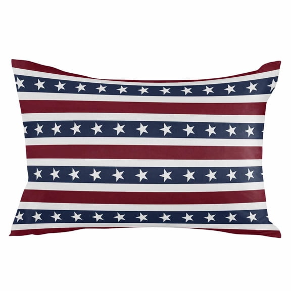 Blue Star Red Striped Throw Pillow Cover 20 x 30 Inch Decorative Pillow Cover Independence Day Stripes Lumbar Pillowcase Seasonal Rectangle Cushion Case for Couch Sofa Bed Living Room
