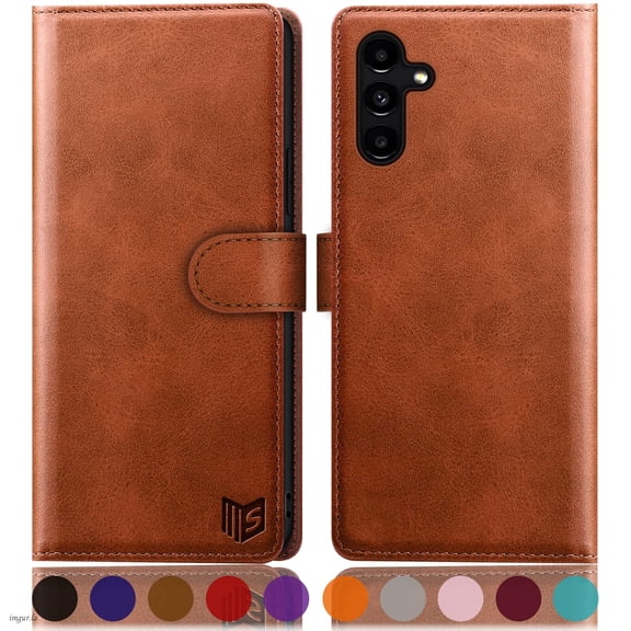 SUANPOT For Samsung Galaxy A54 Wallet Case with RFID Blocking Credit Card Holder,Light Brown
