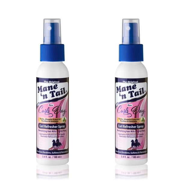 Mane 'n Tail Curls Day Curl Refresher Spray (paquete de 2) - 3.4 oz cada niebla ligera para revitalizar, desenredar y reactivar rizos y ondas