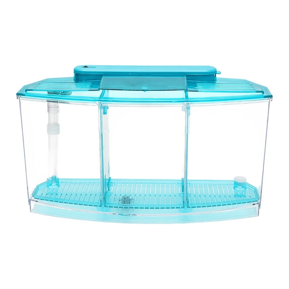 Mini Fish Tank Aquarium, 3-in- LED Light Divider Filter System, Desktop Nano Aquarium for Betta Fish Fry Shrimp, Small Fish Tank with Water Pump for Home Office Decor