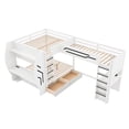 thumbnail image 5 of Euroco Wood Full over Full Bunk Bed with Twin Loft Bed,  L-Shaped 3 Beds with 2 Desks, Drawers and Pegboards, Storage Gaming Bed with LED Light and USB Charging, White, 5 of 10