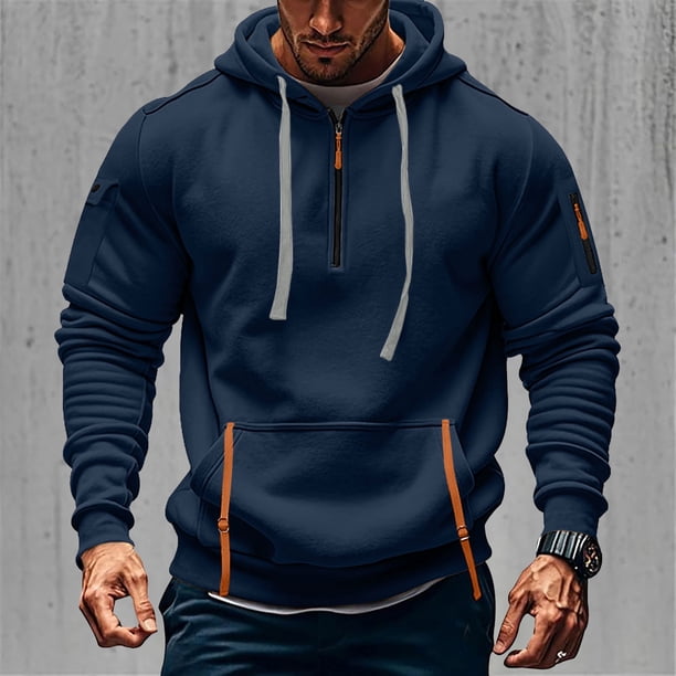 Mens Hoodies Sweatshirt Oversized Acid Wash Hoodie Quarter Zip