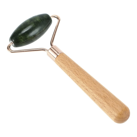 Women's Portable Facial Roller for Beauty Parlor Vacation Bathing Deep Green Wood Pole Jade