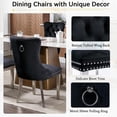 thumbnail image 2 of 7 Piece Extendable Dining Room Table Set for 6, 63"-79" Faux Marble Kitchen Table and 6 Black Tufted Chairs Set for 6, Modern Large Expandable Dinner Tables Set with White Double Columns Base, 2 of 9