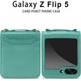 thumbnail image 6 of Crossbody Wallet Case for Samsung Galaxy Z Flip 5 Case with 2-Card Credit Card Holder Slot Shockproof Cover Slim Fit PU Leather Protective Phone Case for Women Men-Green, 6 of 12