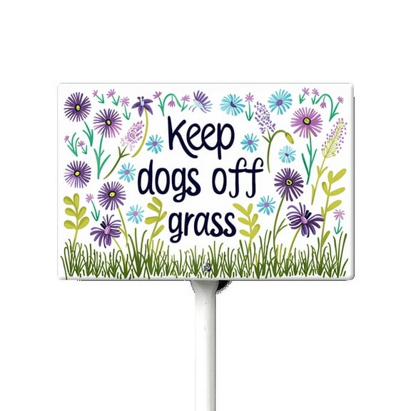 Eveokoki Keep Dogs Off Grass Sign, 12" x8" Stay Off Grass Aluminum Signs with Metal Stakes,UV Protected,Weatherproof,Fade Resistant,Easy to Mount