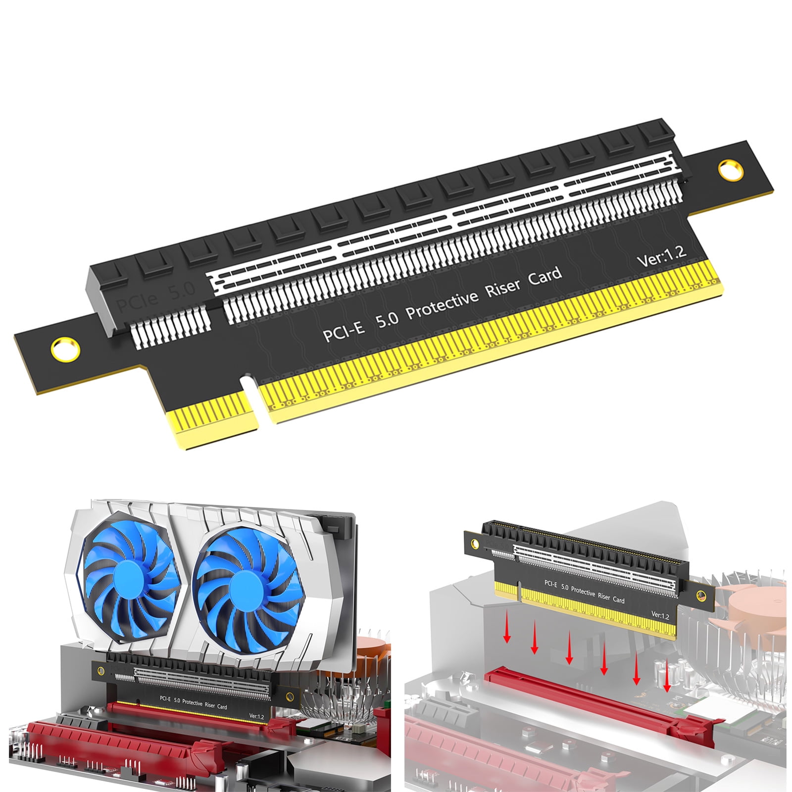 PCIE 16X 5.0 Rising Entended Card 180 Degree Extension Adapter for Computer Connection Desktop Motherboard Extender