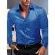 thumbnail image 3 of Ceisia Men's Solid Satin Long Sleeve Dress Shirt with Chest Pocket for Business & Casual Wear Blue L Gifts, 3 of 6