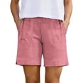 thumbnail image 3 of TaTaai Womens Linen Blend Elastic Waist Shorts with Pockets Loose Casual Beach Bottoms for Summer Daily, 3 of 9