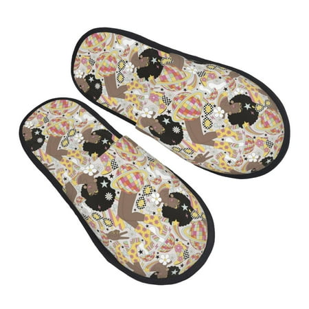 

Ocsxa Mens Womens Cozy Memory Foam Scuff Slippers Slip On Warm House Shoes Indoor/Outdoor Groovy Disco Designs-Medium