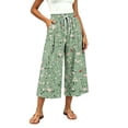 thumbnail image 6 of Levmjia Women's Summer Floral Print Wide Leg Pants Loose Fit Casual Drawstring Capri Trousers with Pockets Vintage Washed Vacation Beach, 6 of 7