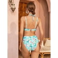 thumbnail image 5 of Charmo Women's Two Piece Bikini Set Mid Waisted Twist Front Bathing Suit Ruched Swimsuit, 5 of 5