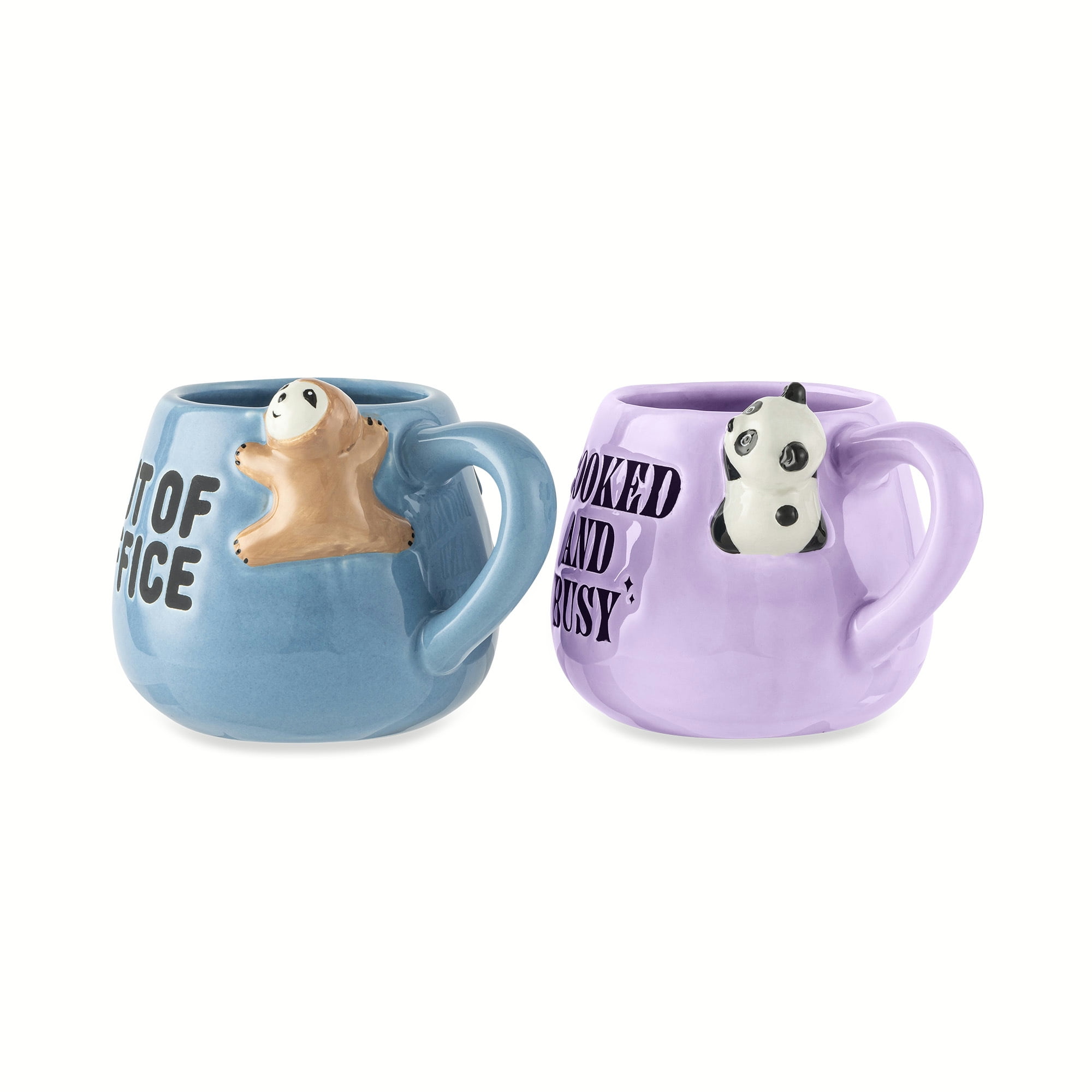 Thyme & Table 2 Pack Sloth Out of Office and Booked and Busy Panada Mugs 15.5 fl oz, Stoneware